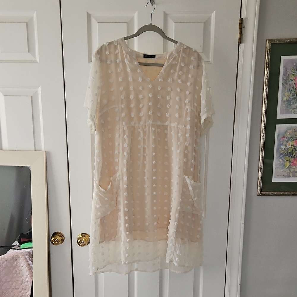 Chic Cream Mini Dress with Lace Details
